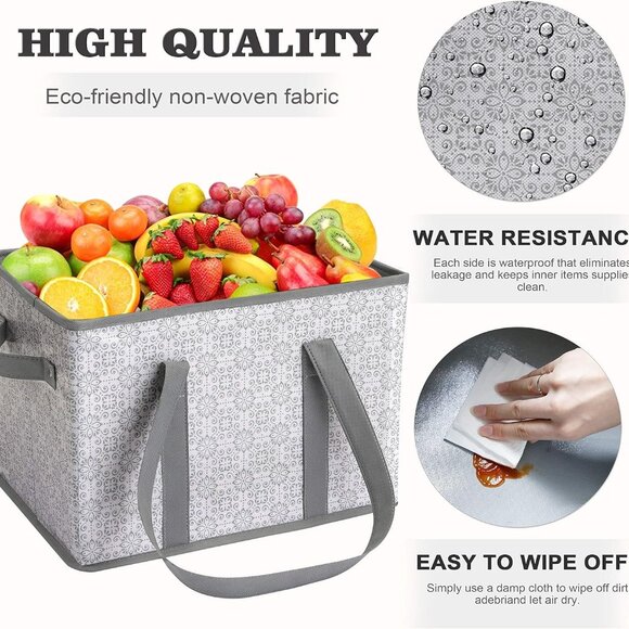 Reusable Grocery Bags [3 Pack],Large Grocery Tote Bag Water Resistant Shopping B - Picture 6 of 7